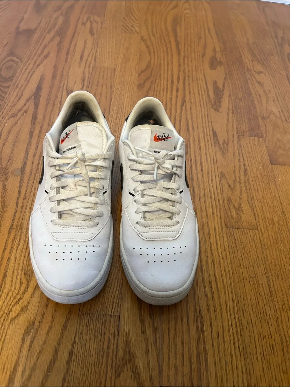 Nike White Sneakers with Black Swoosh - Picture 2 of 5